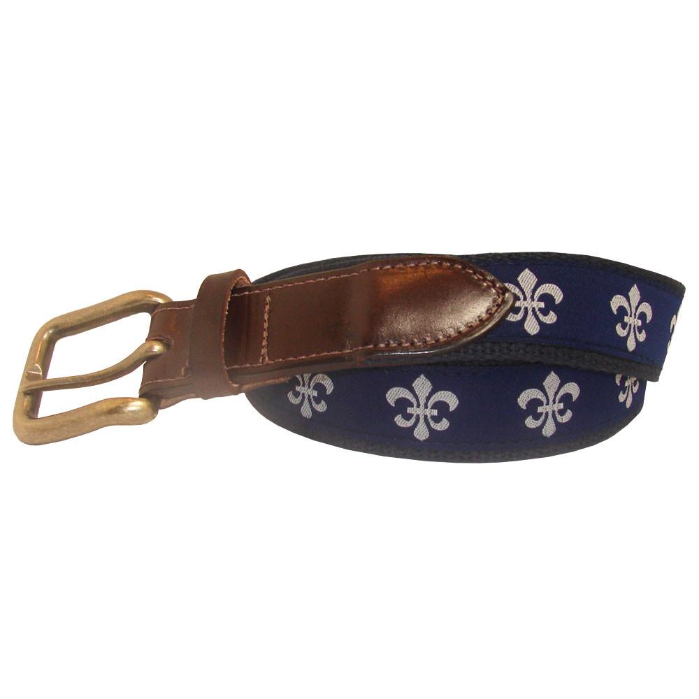 Navy & White Fleur de Lis Club Belt