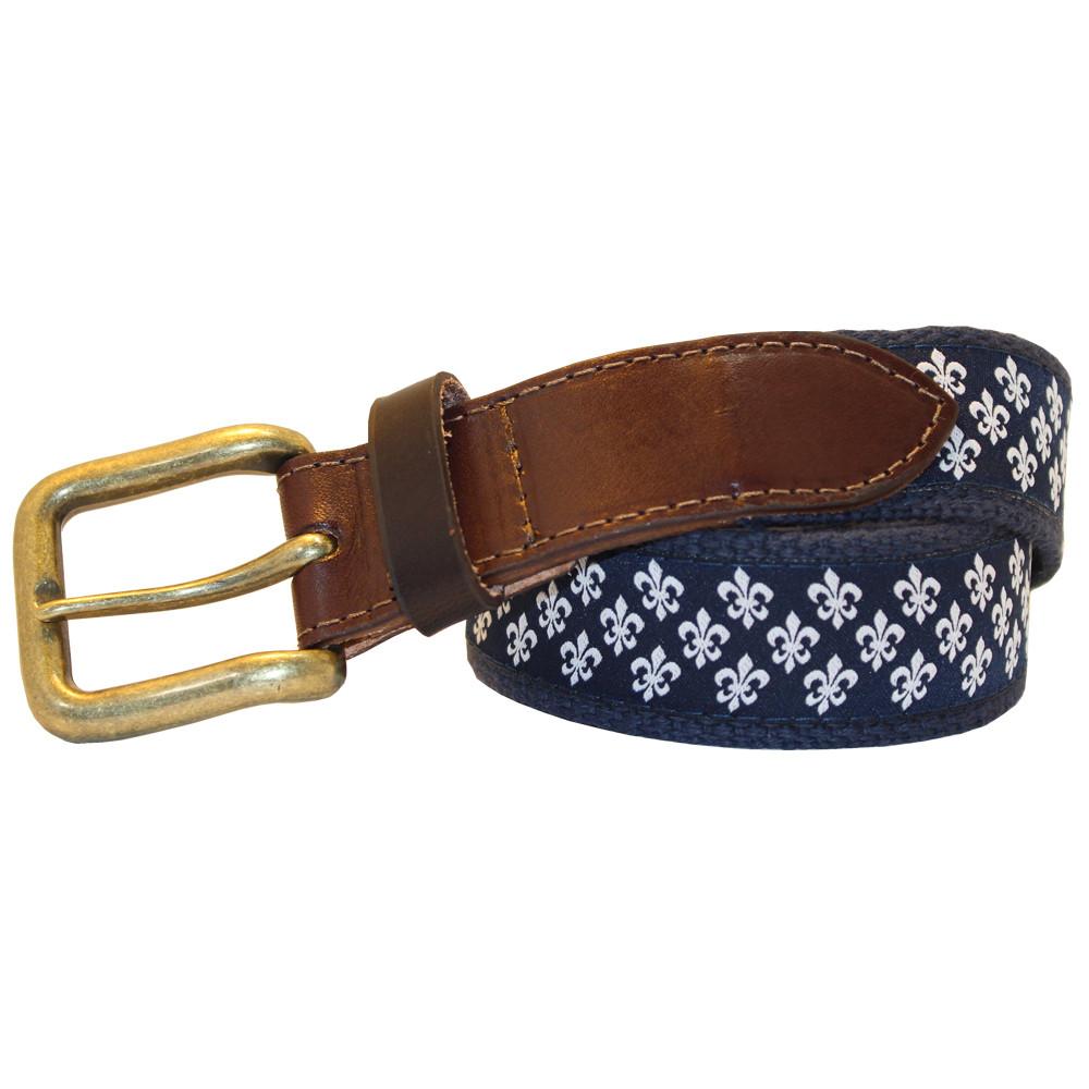 Midnight Navy Mini Fleur de Lis Club Belt