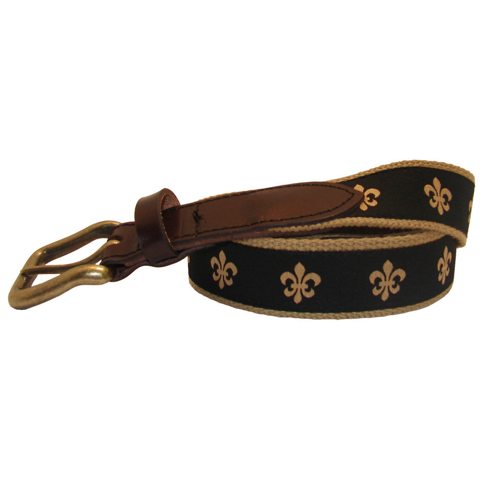 Black & Gold Fleur de Lis Club Belt