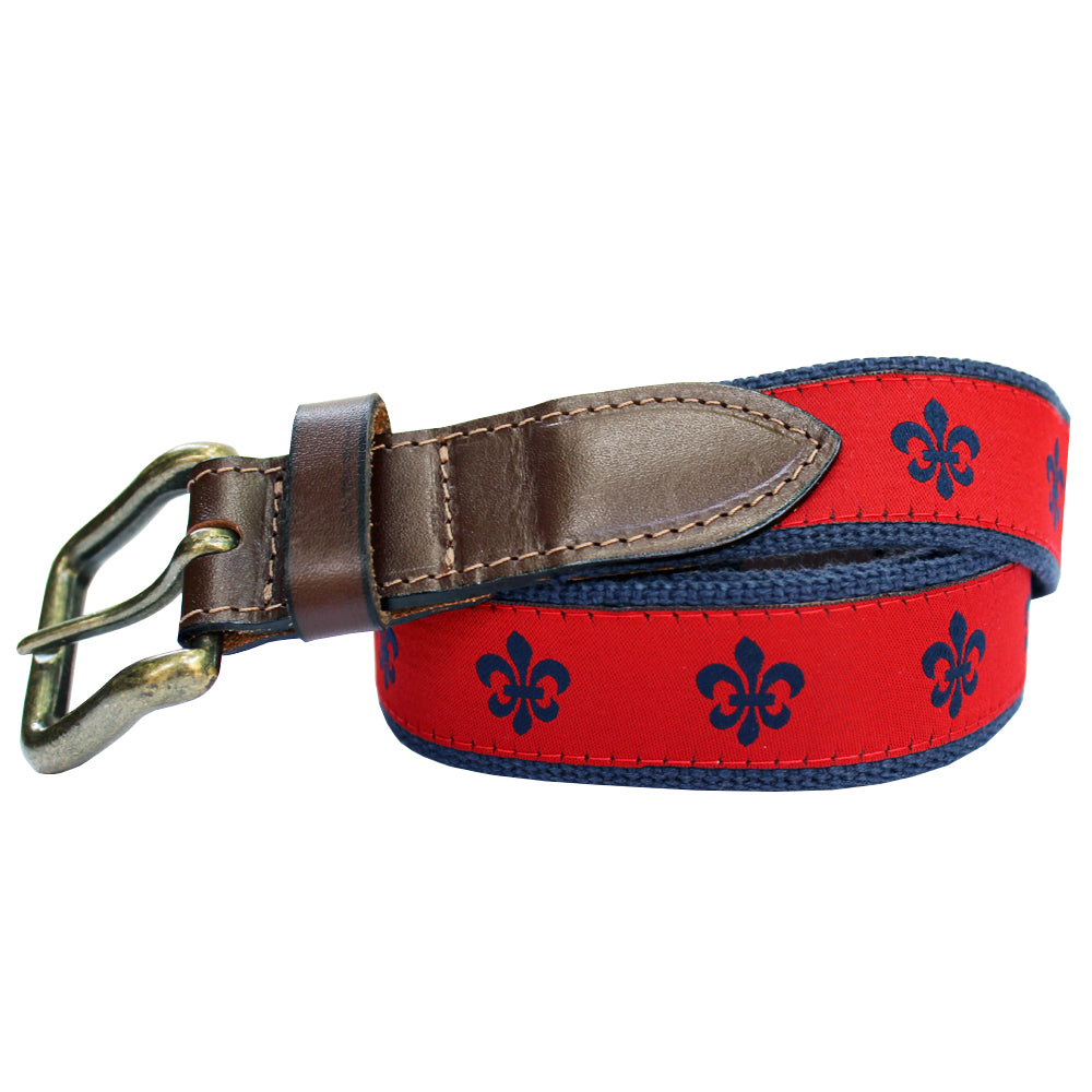 Cayenne Red Fleur de Lis Club Belt