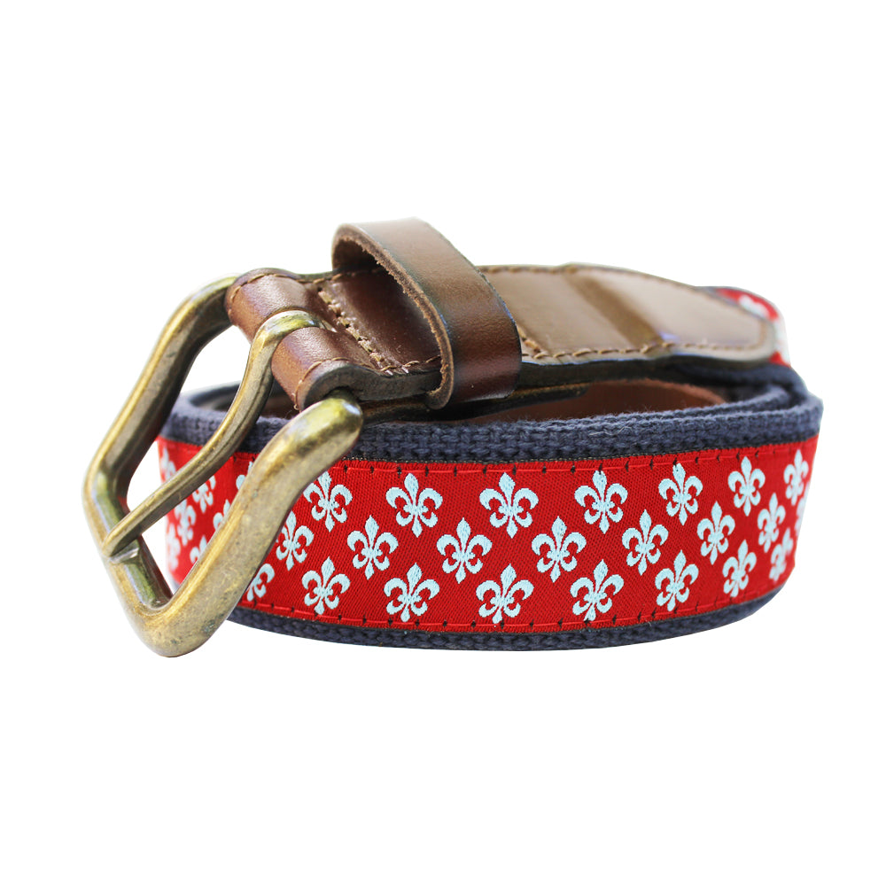 Cayenne Red Mini Fleur de Lis Club Belt