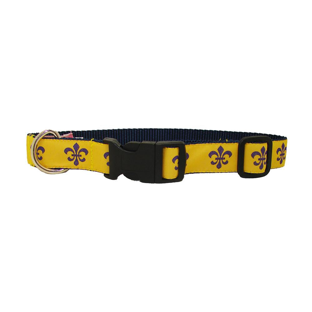 Gold & Purple Fleur de Lis Dog Collar