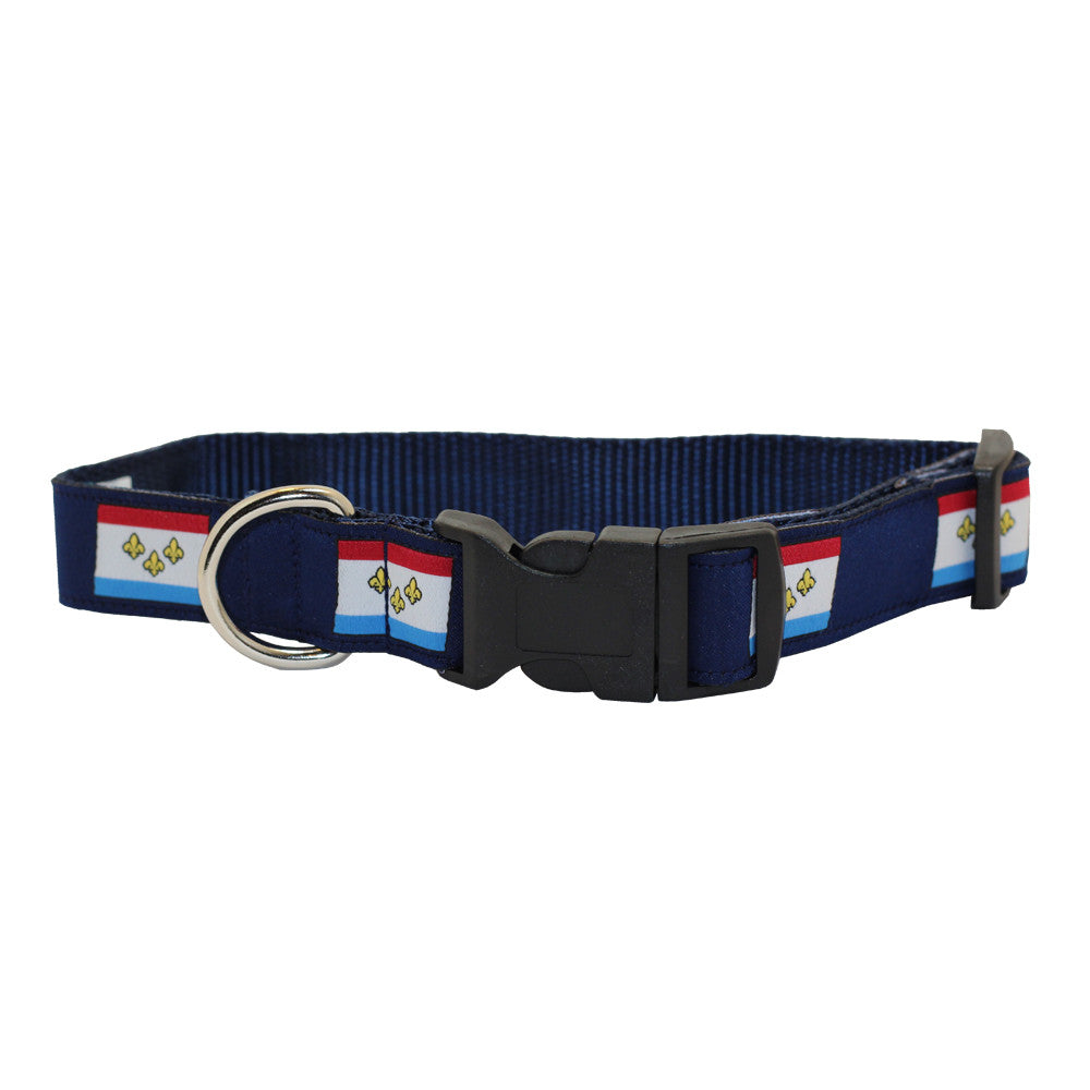 Midnight Navy New Orleans Flag Dog Collar