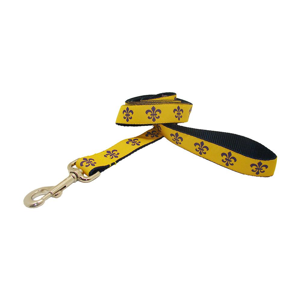 Gold & Purple Fleur de Lis Dog Leash