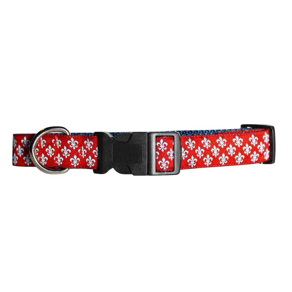 Cayenne Red Mini Fleur de Lis Dog Collar