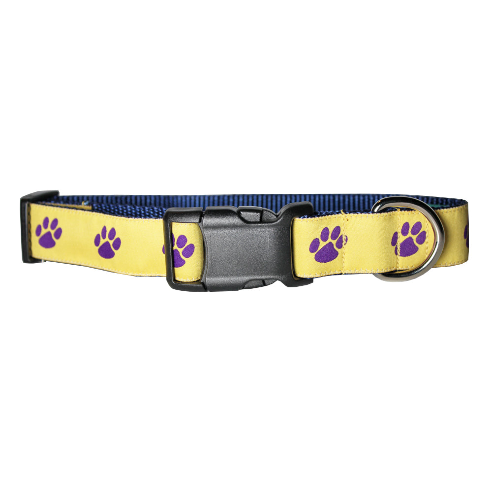 Tiger's Eye Gold Paw Prints Dog Collar
