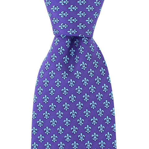 Regal Purple Fleur de Lis Extra Long Tie