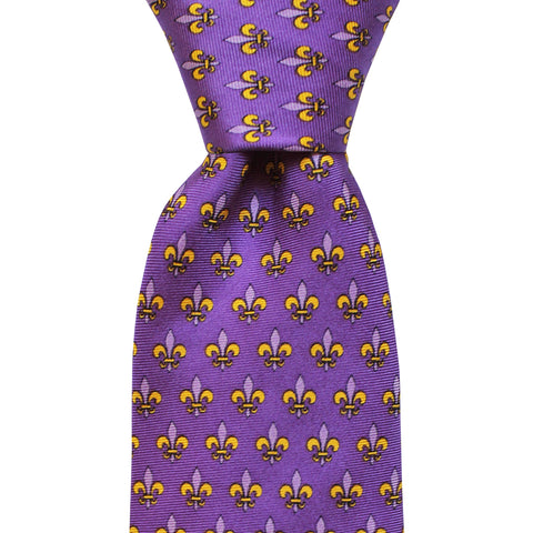 NOLA Couture x Haspel Regal Purple Fleur de Lis Tie