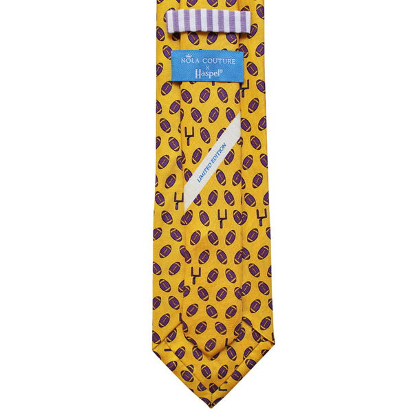 NOLA Couture x Haspel Tiger's Eye Gold Football Extra Long Tie