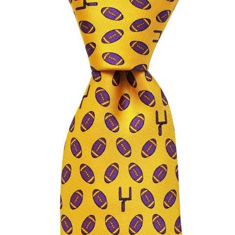 NOLA Couture x Haspel Tiger's Eye Gold Football Extra Long Tie