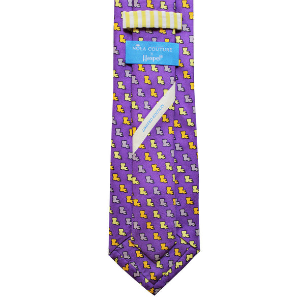 NOLA Couture x Haspel Purple & Gold Louisiana Extra Long Tie