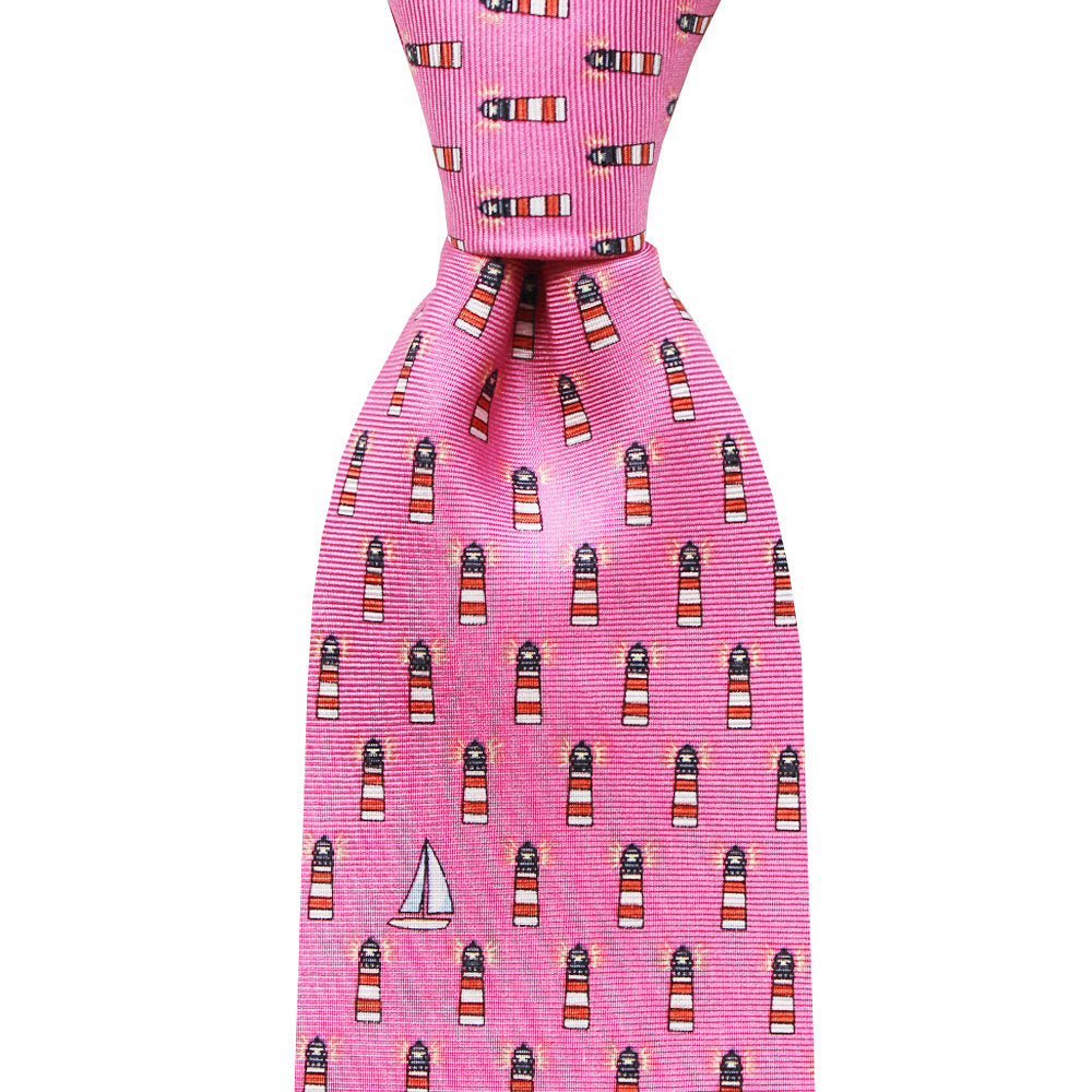 Panama Pink Lighthouses Skinny Tie