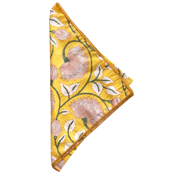 Mustard Floral Block Print Bandana