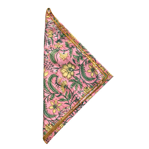 Pink Floral Block Print Bandana