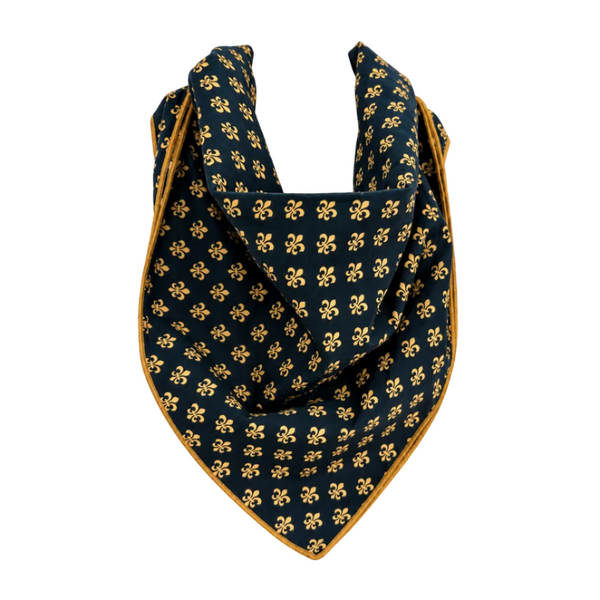 Black and Gold Fleur de Lis Cotton Bandana