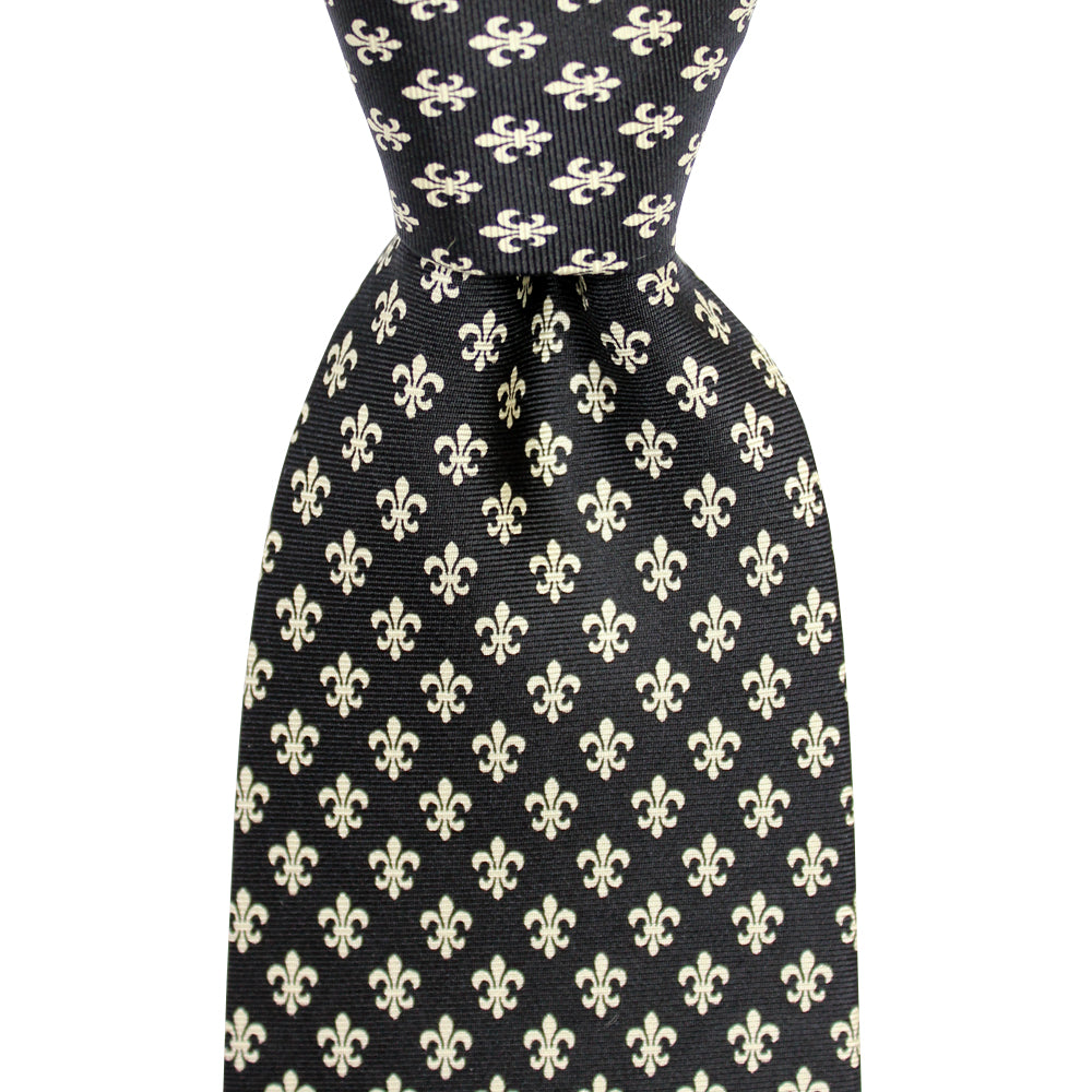 Black & Gold Fleur de Lis Tie