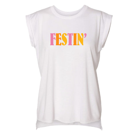 Festin' White Graphic Tank