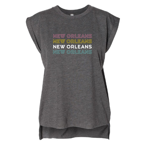 Stacked New Orleans Dark Heather Gray Graphic Tank