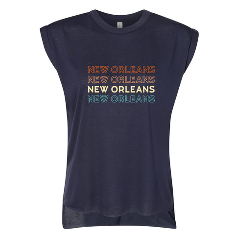 Stacked New Orleans Midnight Navy Graphic Tank