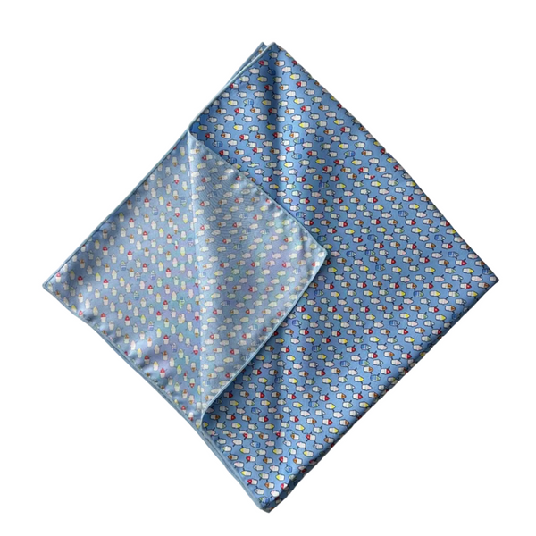 Snoball Blue Silk Bandana