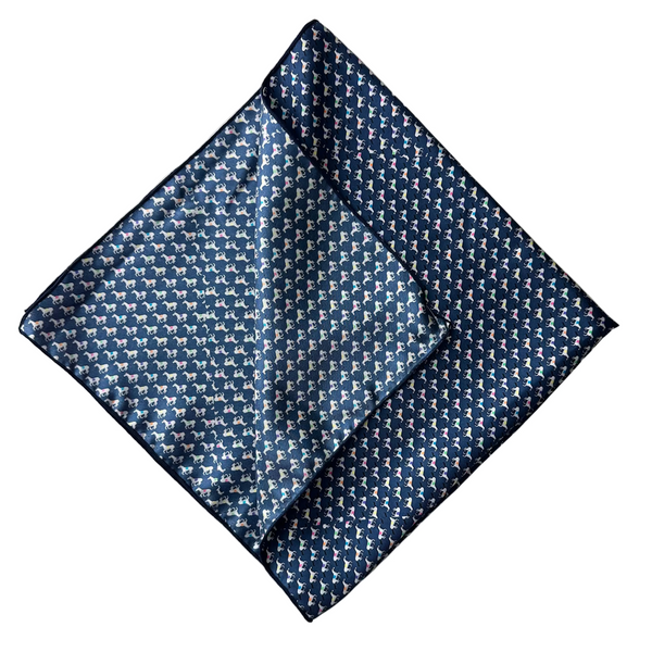 Race Horses Navy Silk Bandana