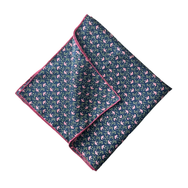Spoonbills Navy Silk Bandana