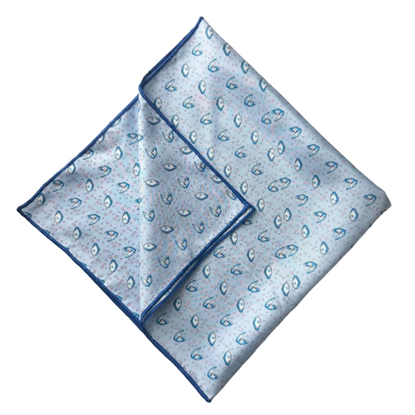 Gulf Oysters Gulf Blue Silk Bandana