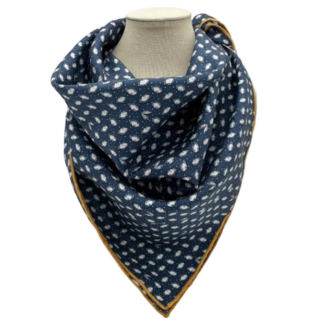 Mini Oysters Navy Silk Bandana