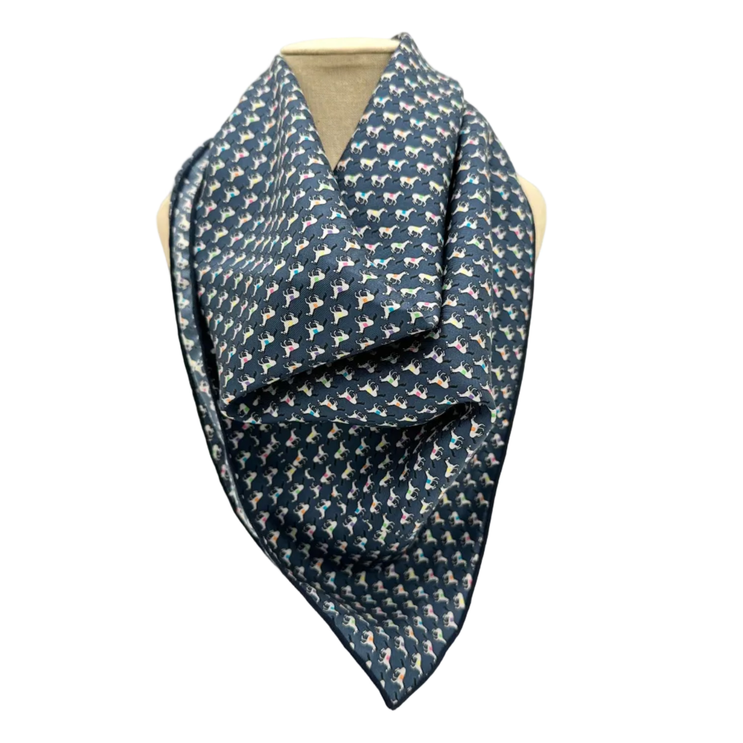 Race Horses Navy Silk Bandana
