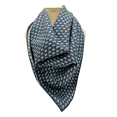 Race Horses Navy Silk Bandana