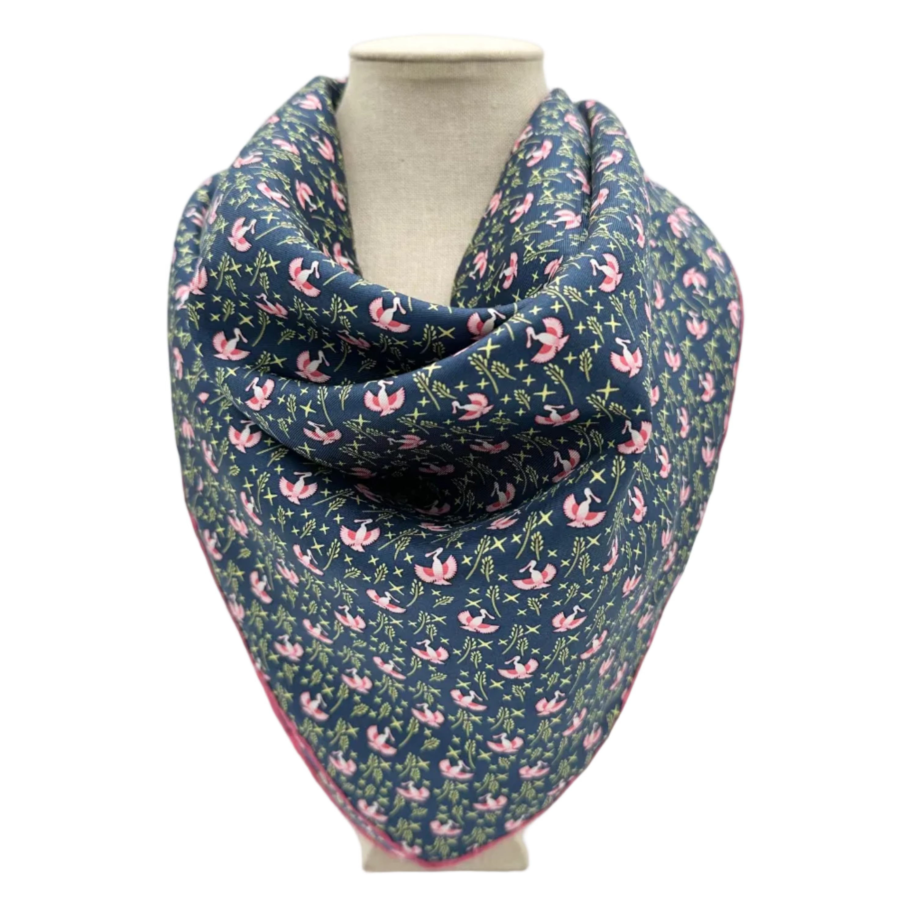 Spoonbills Navy Silk Bandana