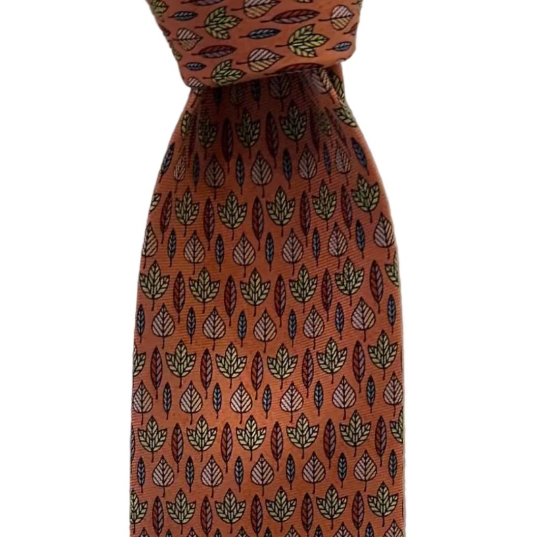 Étouffée Orange Boy's Fall Leaves Tie
