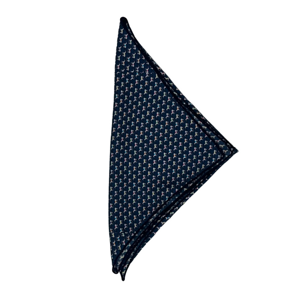 Race Horses Navy Silk Bandana