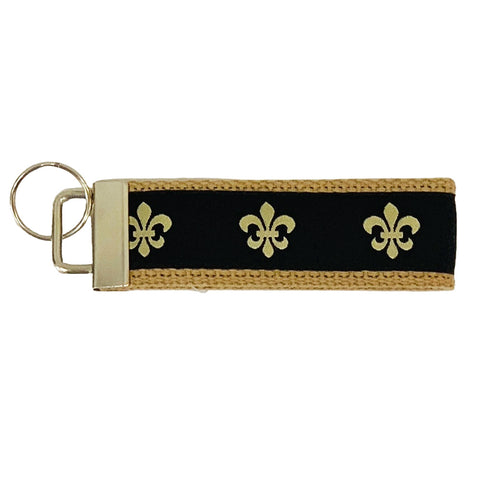 Black & Gold Fleur de Lis Key Fob