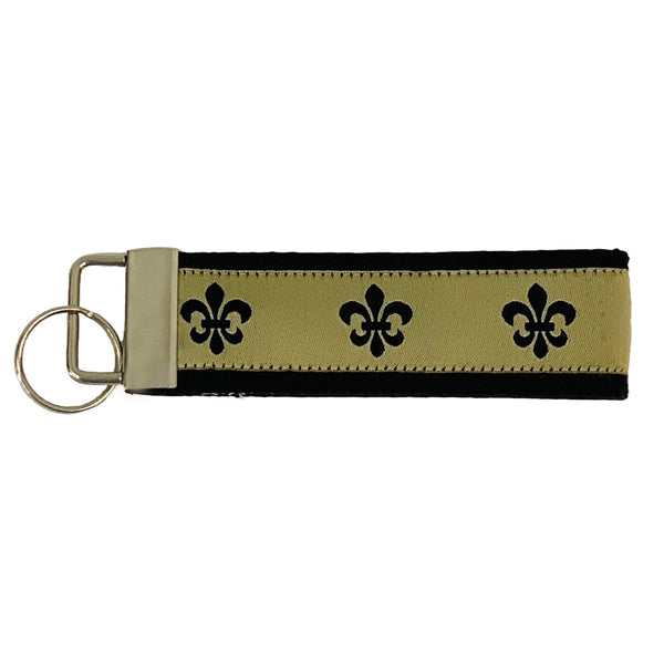 Gold & Black Fleur de Lis Key Fob