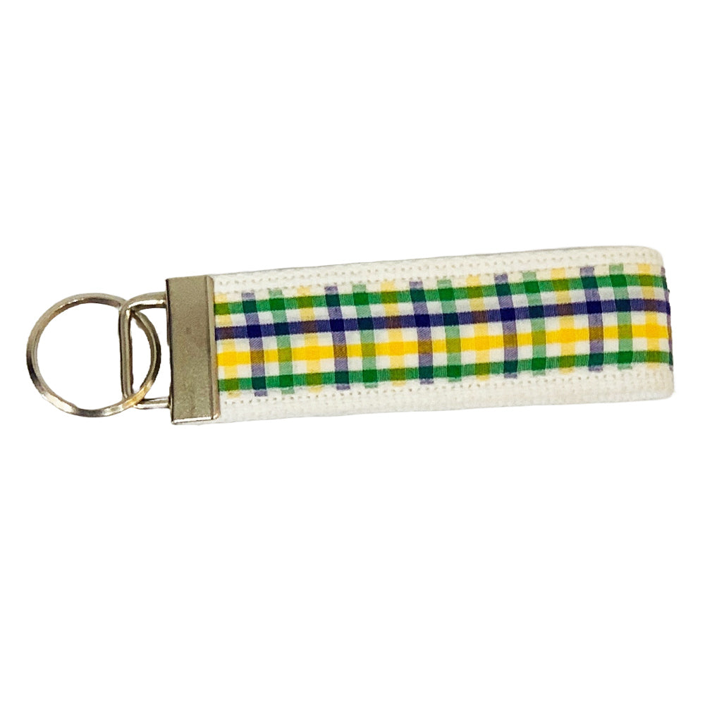 Mardi Gras Gingham Key Fob