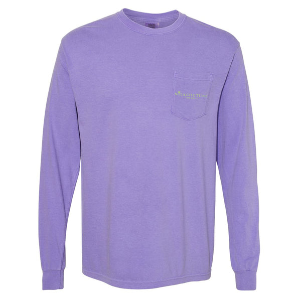 Violet Mardi Gras Floats Long Sleeve Pocket Tee