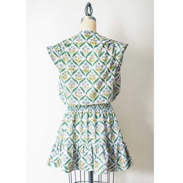 Blue & Green Floral Margeaux Dress