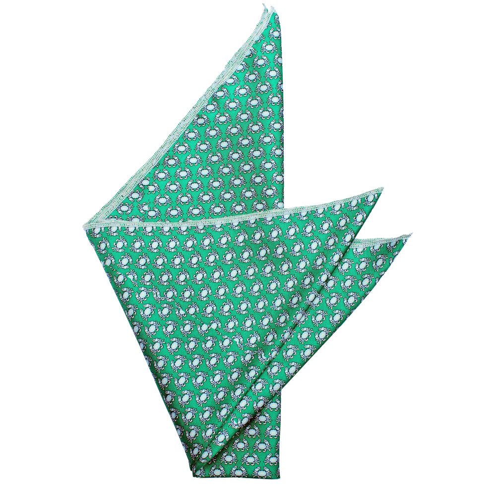 Audubon Green Boiled Crab Pocket Square