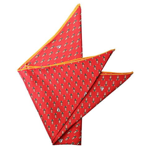 Cayenne Red Lighthouses Pocket Square