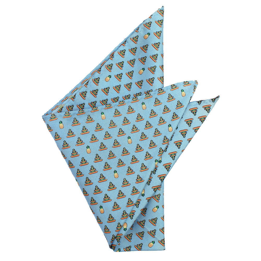 Gulf Blue Pineapple Fountain Pocket Square