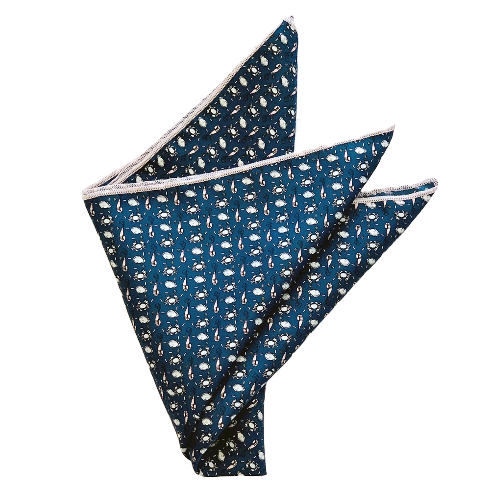 Midnight Navy Seafood Gumbo Pocket Square