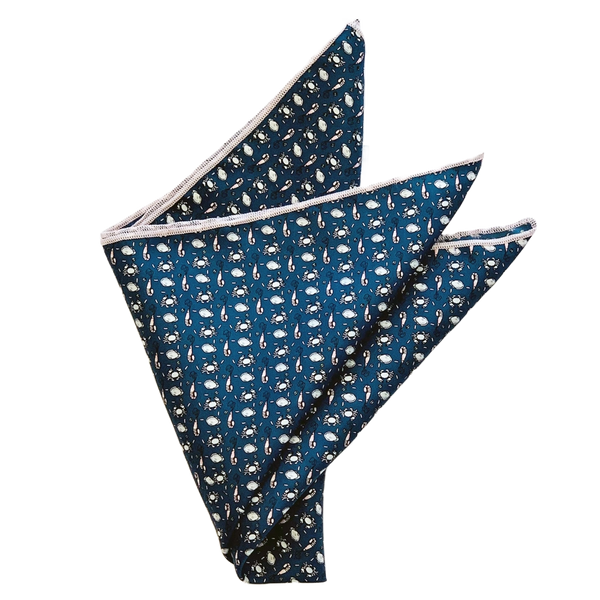 Midnight Navy Seafood Gumbo Pocket Square