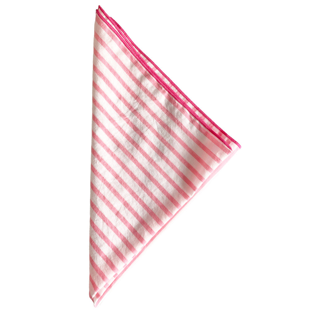 Pink Stripe Cotton Pocket Square