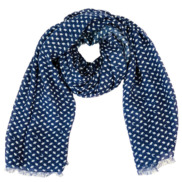 Midnight Navy Cashmere Blend Oyster Scarf