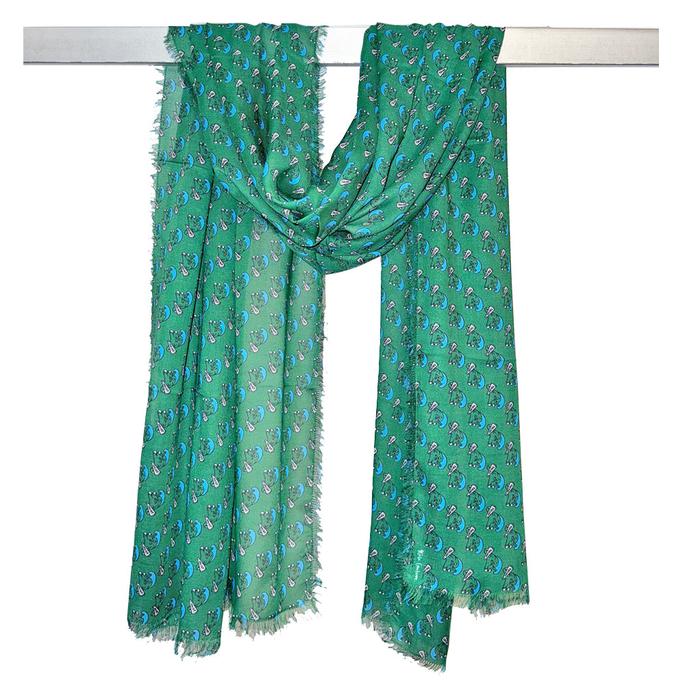 Cashmere Blend Green Wave Scarf
