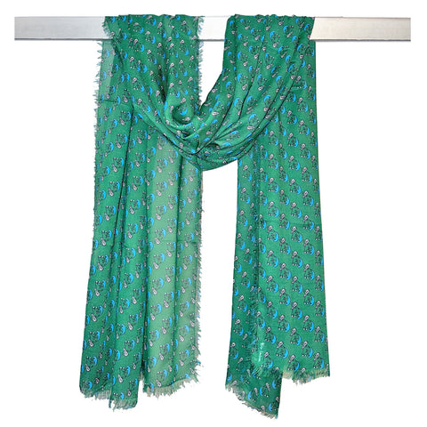 Cashmere Blend Green Wave Scarf