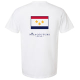 White New Orleans Flag Short Sleeve Pocket Tee