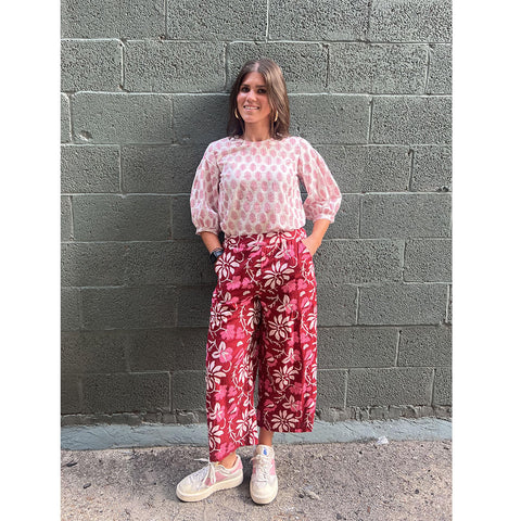 Red Floral Toledano Pants