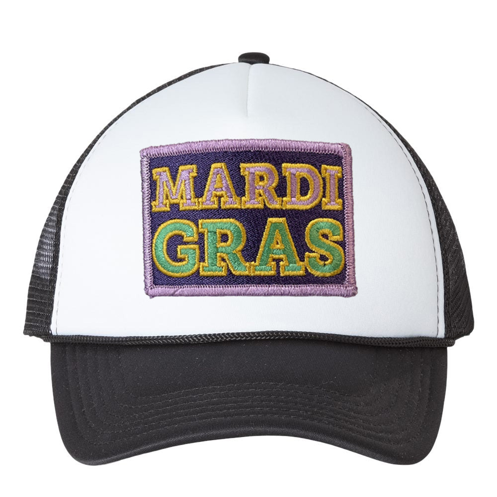 Mardi Gras Black Trucker Cap